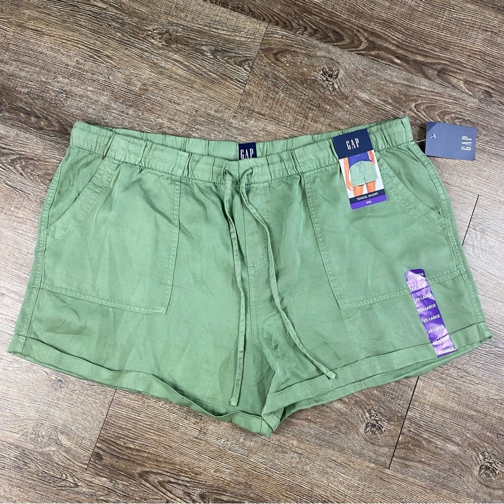 Gap Shorts Women XXL Green Elastic Lyocell Drawstring PULL ON TENCEL Pockets NEW